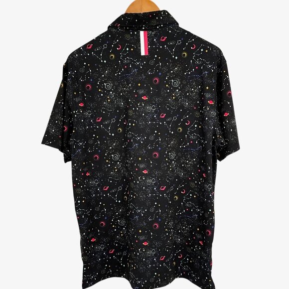 Rhoback The Space Performance Polo Shirt Black Short Sleeve Size Medium M Golf - Picture 3 of 7